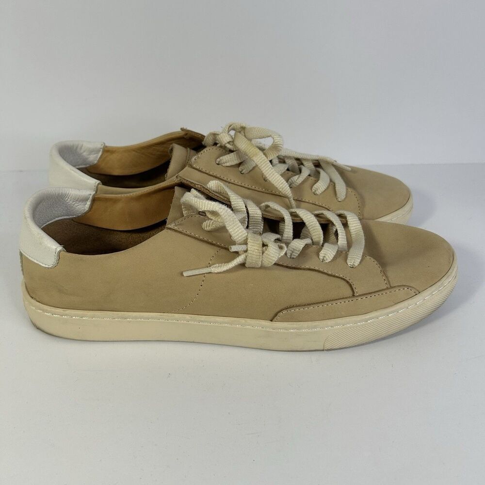 Soludos Ibiza Leather Lace Up Beige Tan Suede Coastal Sneakers Casual Shoes 11